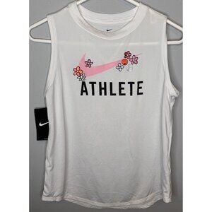 Youth Girls Nike XL Tank Top New White Flowers Extra Large Athlete Dri fit